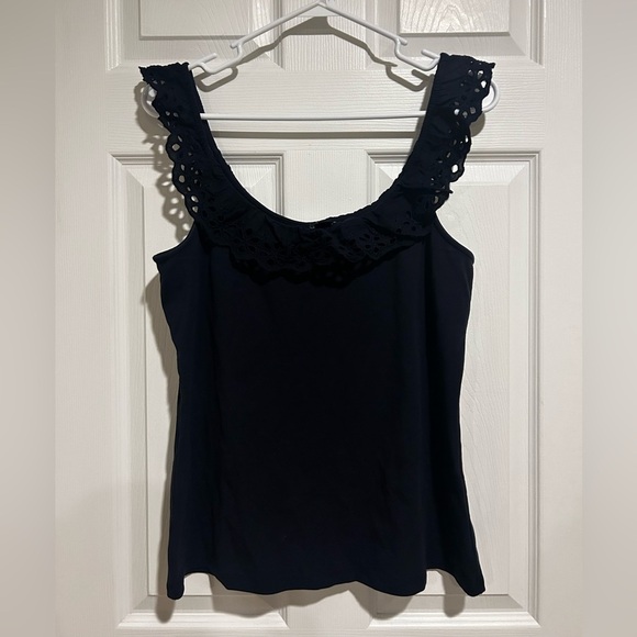 Ann Taylor Tops - Ann Taylor Women’s Elegant Navy Lace Trim Blouse Top Sz. Large